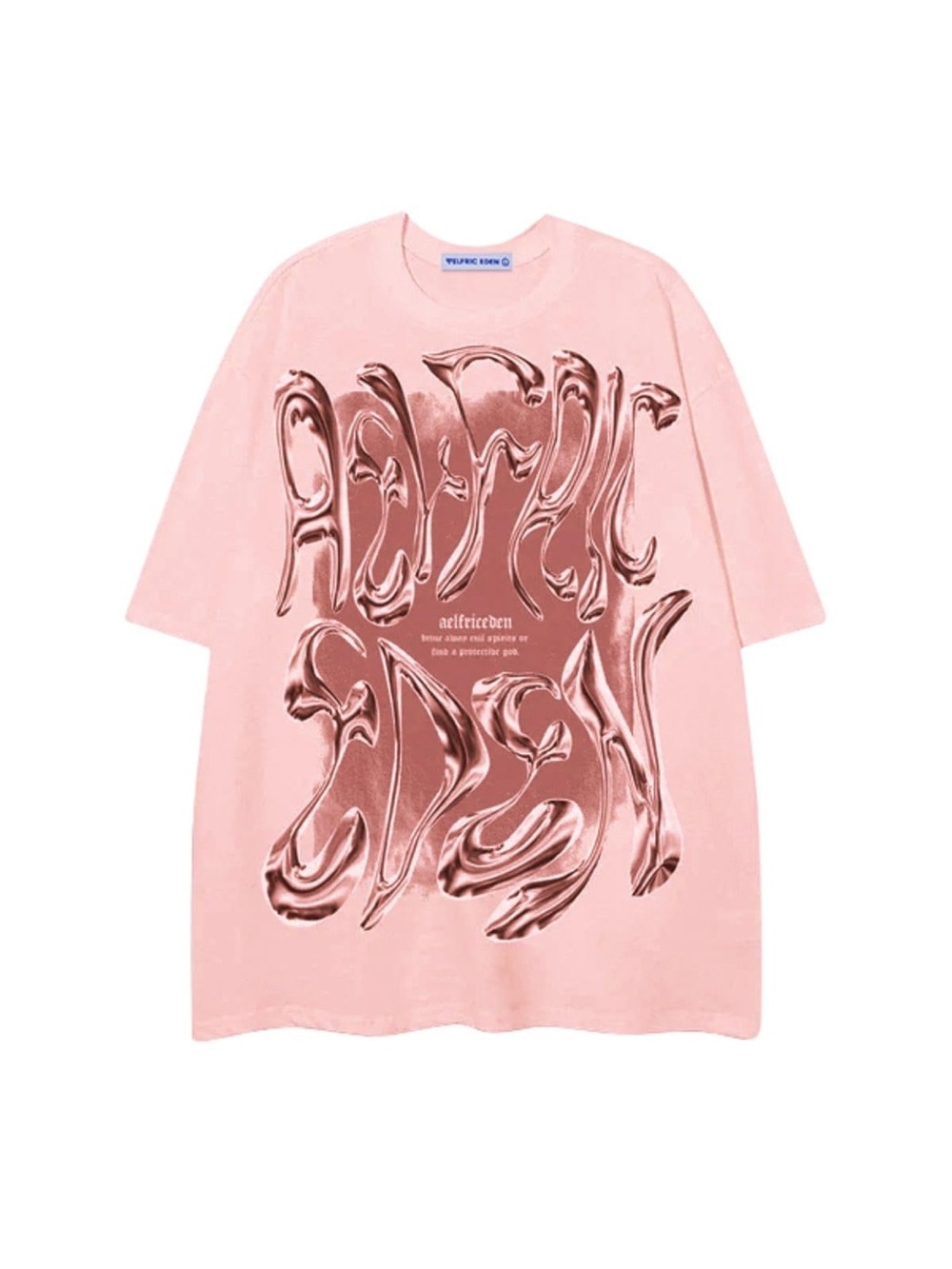 Aelfric Eden pink Graphic Tee with Metallic Rose Print